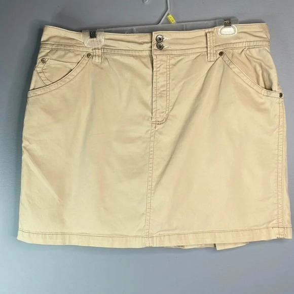 JONES&CO High Waist Skort Tan Brushed Cotton Stretch Blend Pockets Sporty 16 - Picture 8 of 8